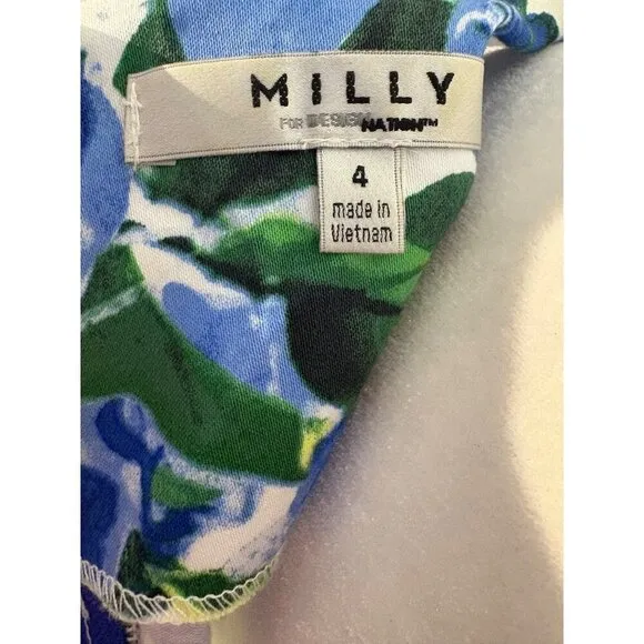 Milly For Design Nation Blue   Green Floral Sleeveless Mini Dress Size 4