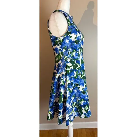 Milly For Design Nation Blue   Green Floral Sleeveless Mini Dress Size 4