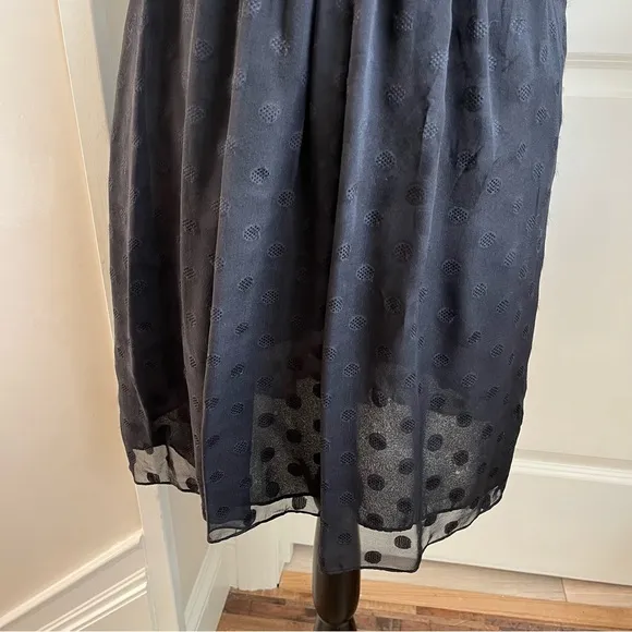 Milly of NY Silk Colorblock Empire Waist Polka Dot Dress Black Cream Sz 2