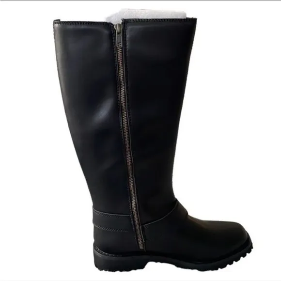 MILWAUKEE RIDERS WOMEN'S MR-BTL7005 BLACK LEATHER SIDE ZIP BOOTS SZ 9