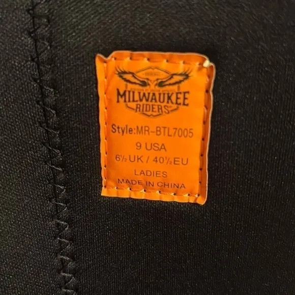 MILWAUKEE RIDERS WOMEN'S MR-BTL7005 BLACK LEATHER SIDE ZIP BOOTS SZ 9