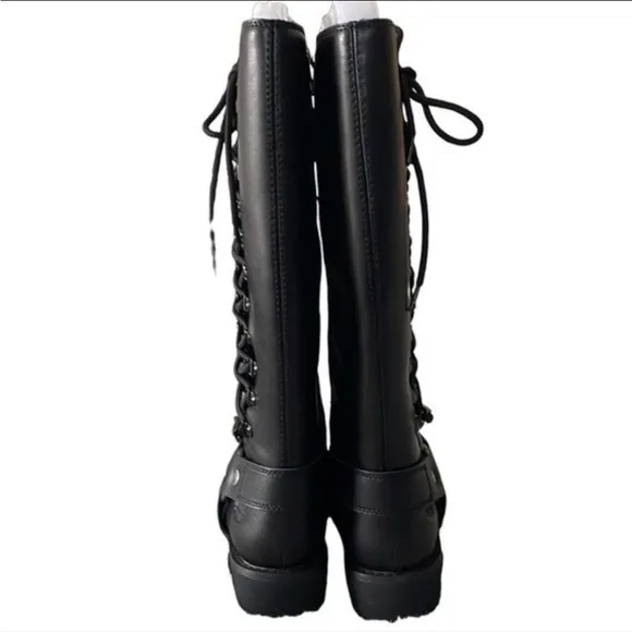MILWAUKEE RIDERS WOMEN'S MR-BTL7005 BLACK LEATHER SIDE ZIP BOOTS SZ 9