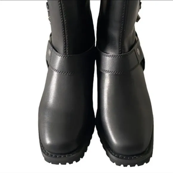 MILWAUKEE RIDERS WOMEN'S MR-BTL7005 BLACK LEATHER SIDE ZIP BOOTS SZ 9