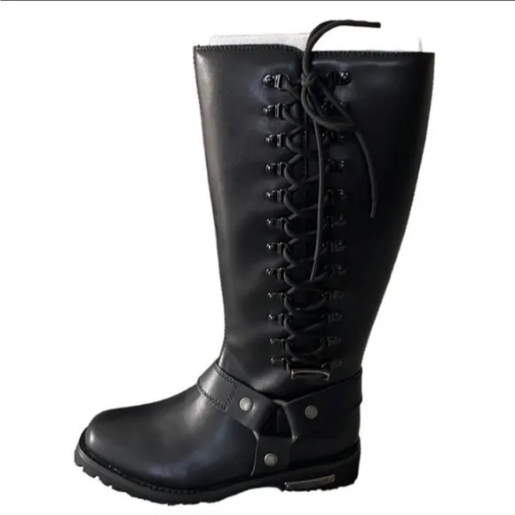 MILWAUKEE RIDERS WOMEN'S MR-BTL7005 BLACK LEATHER SIDE ZIP BOOTS SZ 9