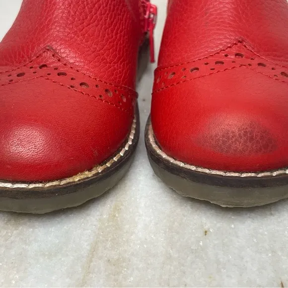 Mini Boden boots leather side zip EU 25 sz 9 toddler red