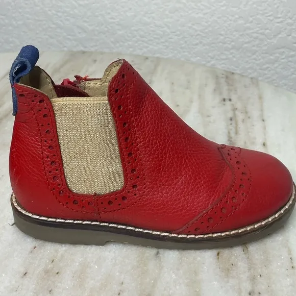 Mini Boden boots leather side zip EU 25 sz 9 toddler red