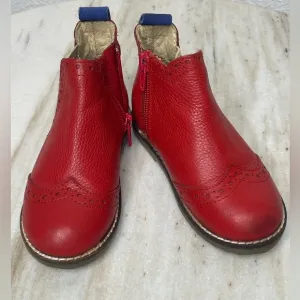 Mini Boden boots leather side zip EU 25 sz 9 toddler red
