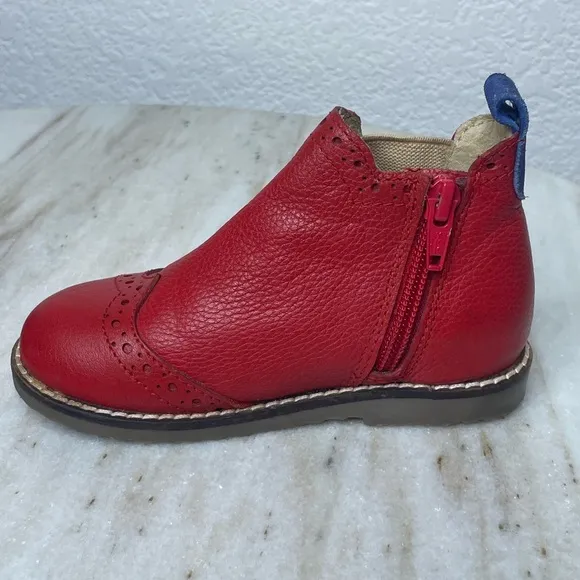 Mini Boden boots leather side zip EU 25 sz 9 toddler red