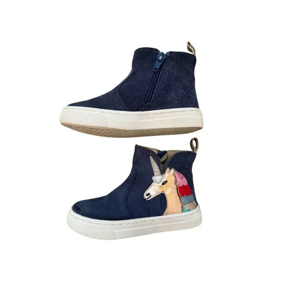 Mini Boden Navy Unicorn Boots size 26/9.5