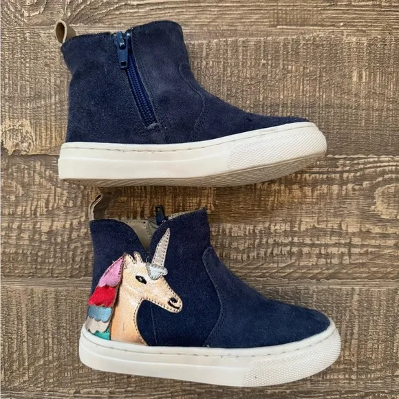 Mini Boden Navy Unicorn Boots size 26/9.5