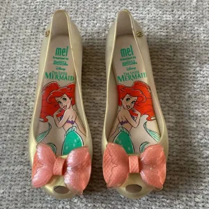 Mini Melissa Disney Little Mermaid Ariel Sparkle Bow Flats Girls Sz 3 Gold Pink