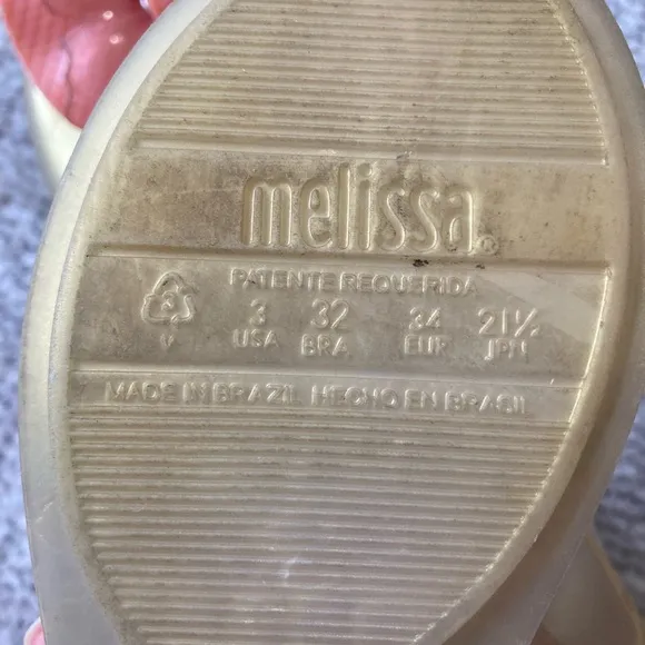 Mini Melissa Disney Little Mermaid Ariel Sparkle Bow Flats Girls Sz 3 Gold Pink