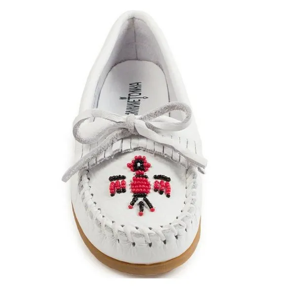 MINNETONKA Leather Beaded Mocassins Slip On Shoes
