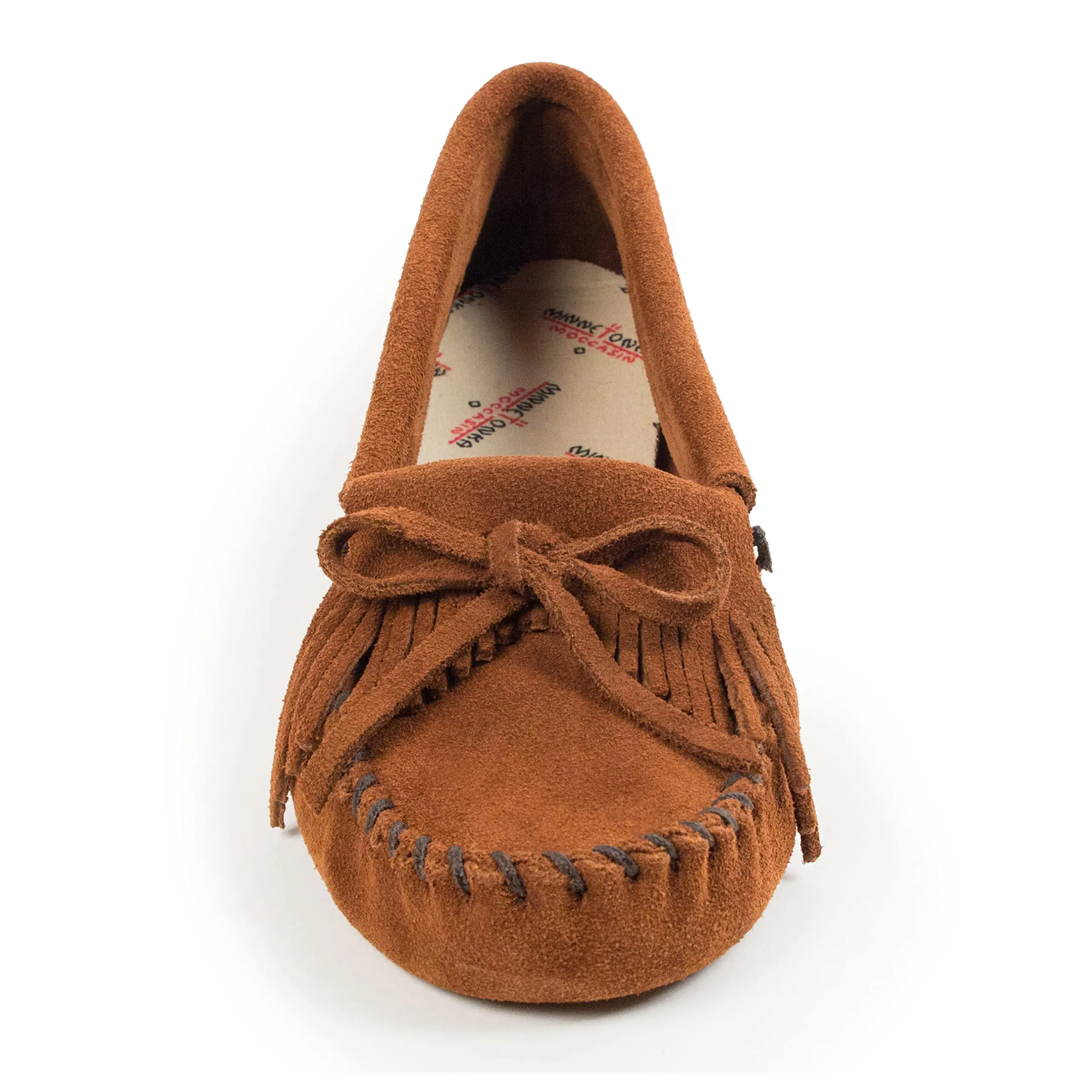 Minnetonka Women's Kilty Suede Soft Leather Sole Moccasin,Brown,9 M US