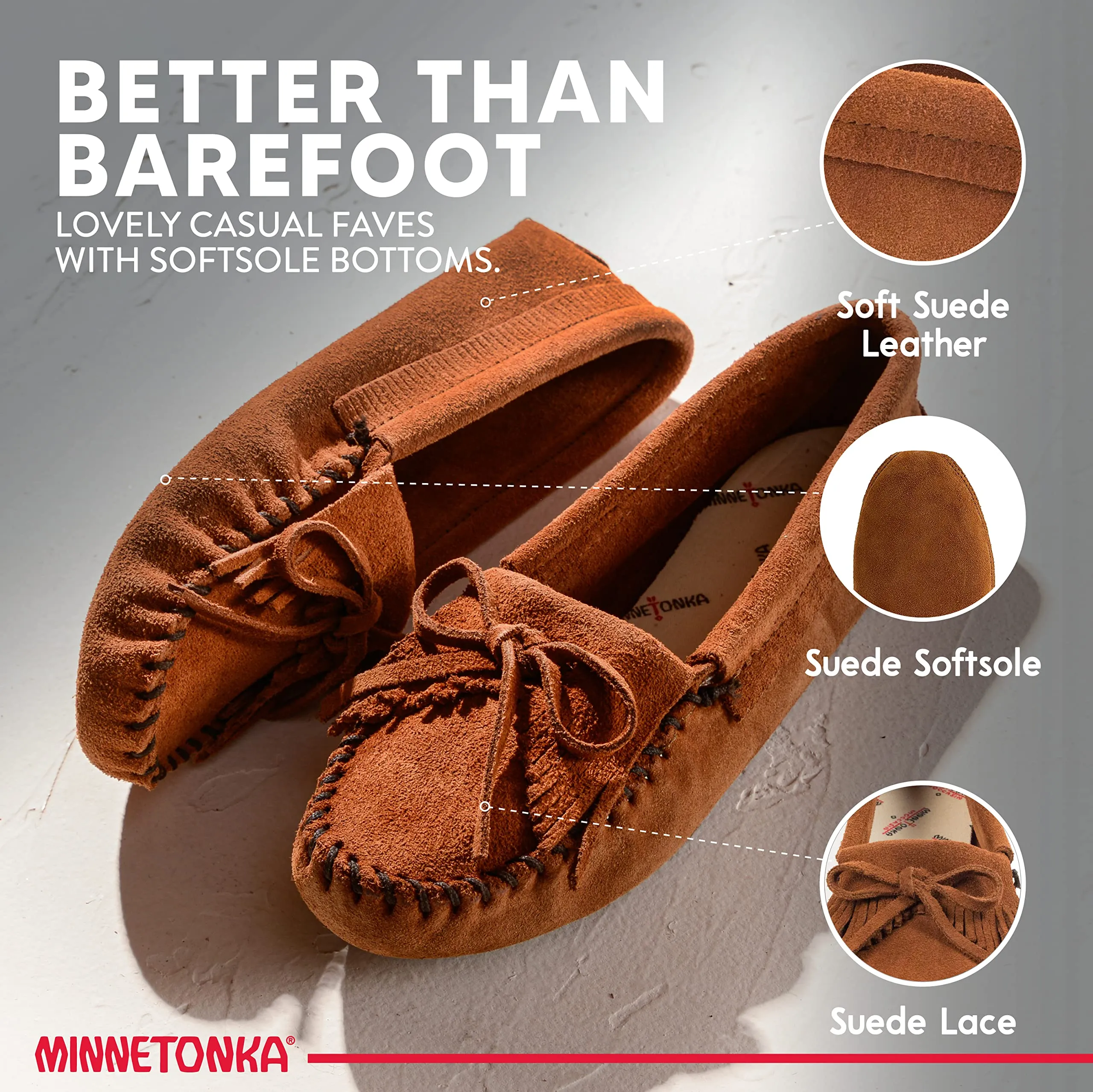 Minnetonka Women's Kilty Suede Soft Leather Sole Moccasin,Brown,9 M US