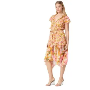 Misa Dress Misa Los Angeles Anouk Golden Flora Mix Flowing Wedding Date Size M