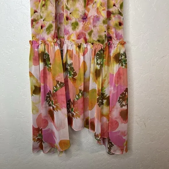 Misa Dress Misa Los Angeles Anouk Golden Flora Mix Flowing Wedding Date Size M