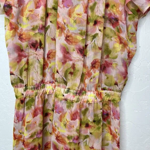 Misa Dress Misa Los Angeles Anouk Golden Flora Mix Flowing Wedding Date Size M
