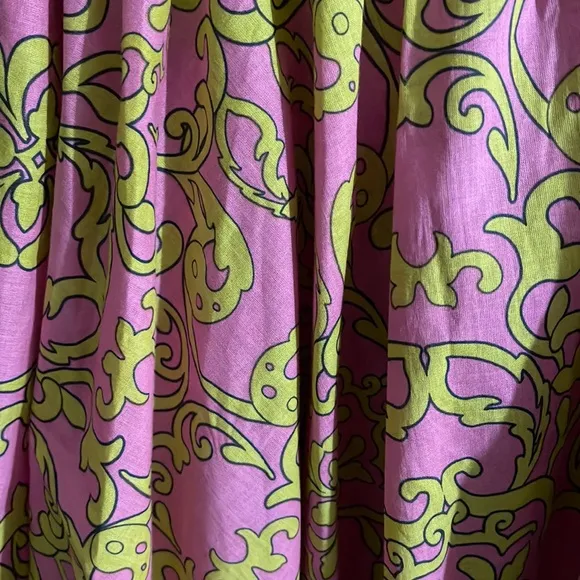 MISA JORDANA Smocked Mini off shoulder Dress Sz S Flora Splendido Pink Yellow