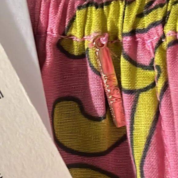 MISA JORDANA Smocked Mini off shoulder Dress Sz S Flora Splendido Pink Yellow