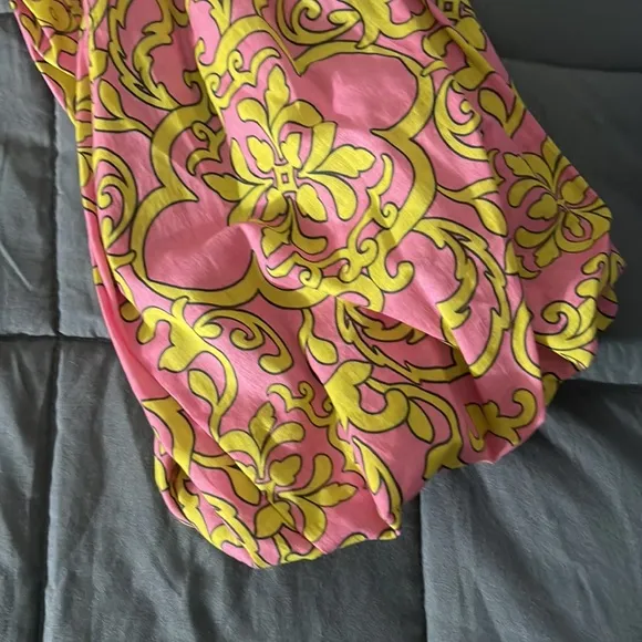 MISA JORDANA Smocked Mini off shoulder Dress Sz S Flora Splendido Pink Yellow