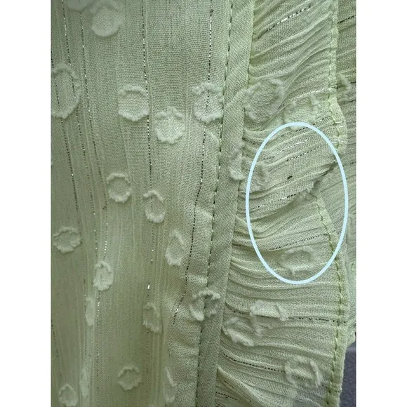 Misa Lilian Tiered Honeydew Ruffle Tie V Neck Clip Dot Mini Dress Size XS NEW
