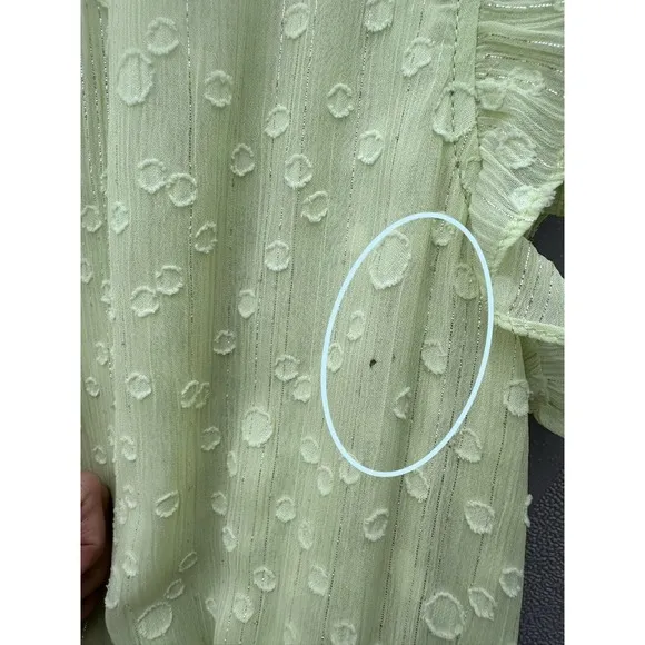 Misa Lilian Tiered Honeydew Ruffle Tie V Neck Clip Dot Mini Dress Size XS NEW