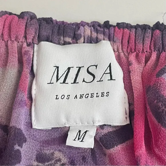MISA Los Angeles Dalia Purple Floral Off Shoulder Midi Dress