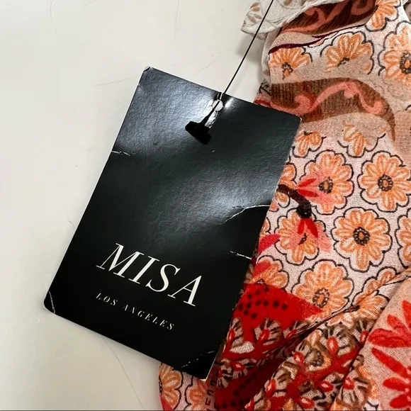 Misa Los Angeles Dionica Ruffled Midi Dress Medium whimsical boho romantic NWT