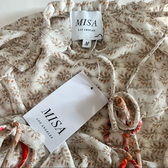 Misa Los Angeles Dionica Ruffled Midi Dress Medium whimsical boho romantic NWT