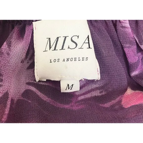 MISA LOS ANGELES Purple Floral Ruffled Off the Shoulder Maxi Dress US MEDIUM