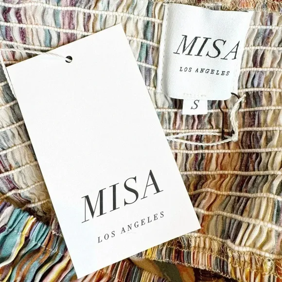 MISA Myka Ikat Strapless Cutout Smocked Cotton Blend Dress Size S NWT