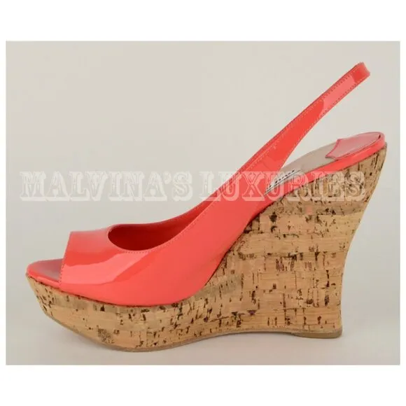 MIU MIU BY PRADA SHOES PLATFORM WEDGE OPEN TOE SLINGBACK SANDALS sz 40 / 10