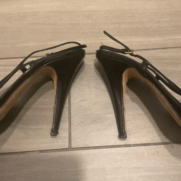 Miu Miu Prada Vintage Black Patent Leather Slingback Pumps Heels Shoes Y2K sz 40