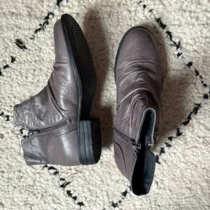Miz Mooz Lucy gray ruched leather boots size 40 / 9–9.5 made in Portugal