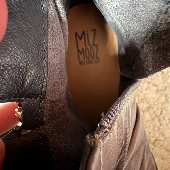 Miz Mooz Lucy gray ruched leather boots size 40 / 9–9.5 made in Portugal