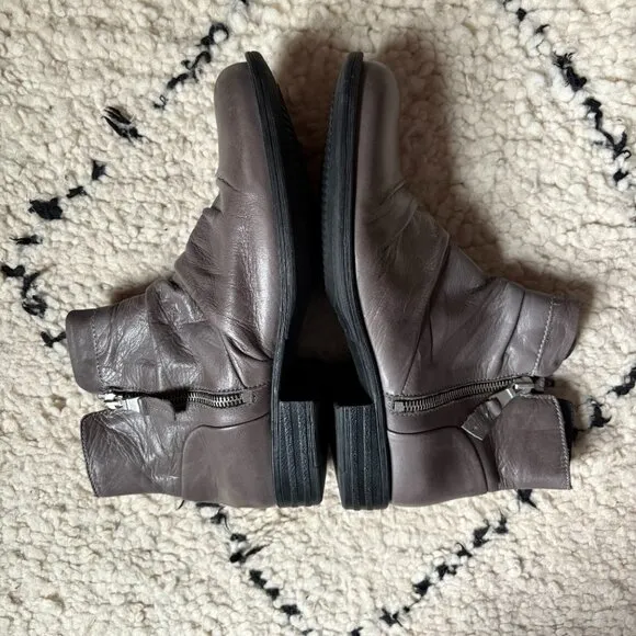 Miz Mooz Lucy gray ruched leather boots size 40 / 9–9.5 made in Portugal