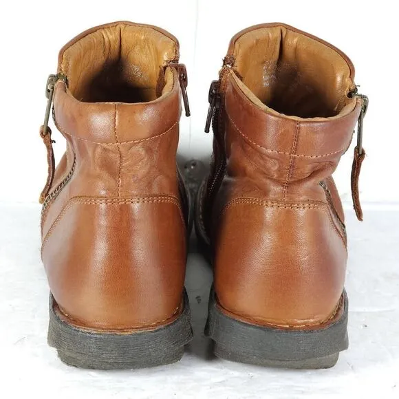 Miz Mooz Women's Pleasant US9,5 EU40 Brown Leather Ruched Side Zip Ankle Boots