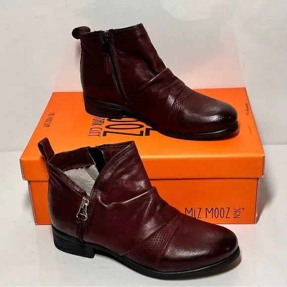 Miz Mooz Slinky Leather Side Zip Ankle Boots