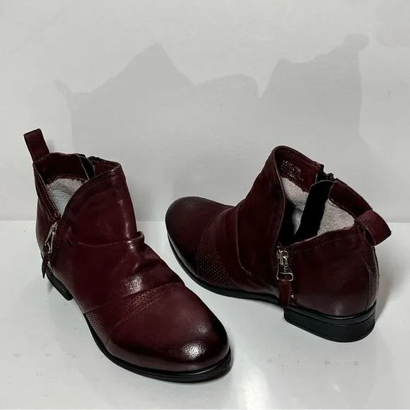 Miz Mooz Slinky Leather Side Zip Ankle Boots