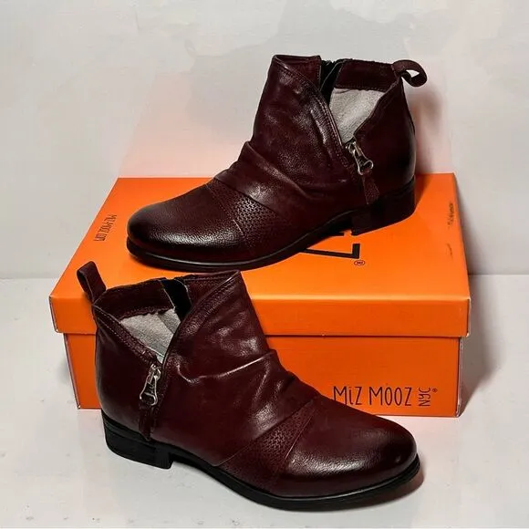 Miz Mooz Slinky Leather Side Zip Ankle Boots