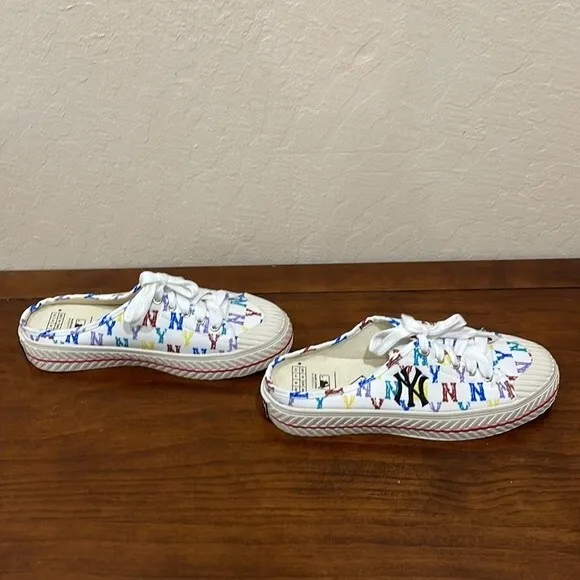 MLB Playball Canvas Monogram New York Yankees Slip on Mules US 5.5 - runs big