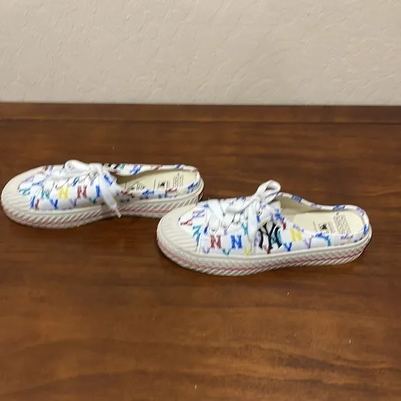 MLB Playball Canvas Monogram New York Yankees Slip on Mules US 5.5 - runs big
