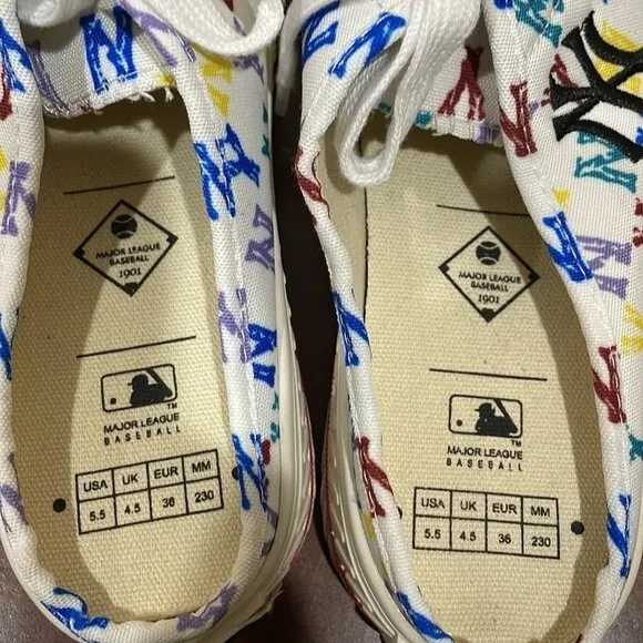 MLB Playball Canvas Monogram New York Yankees Slip on Mules US 5.5 - runs big
