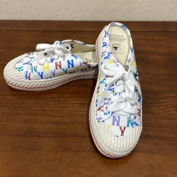 MLB Playball Canvas Monogram New York Yankees Slip on Mules US 5.5 - runs big