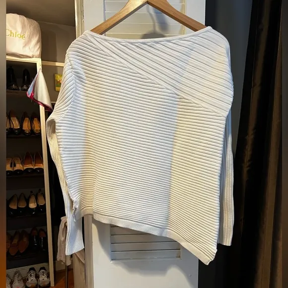 Molly Asymmetric Boat Neck Rib Sweater