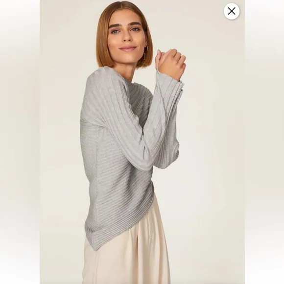 Molly Asymmetric Boat Neck Rib Sweater