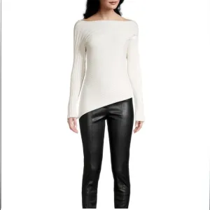 Molly Asymmetric Boat Neck Rib Sweater