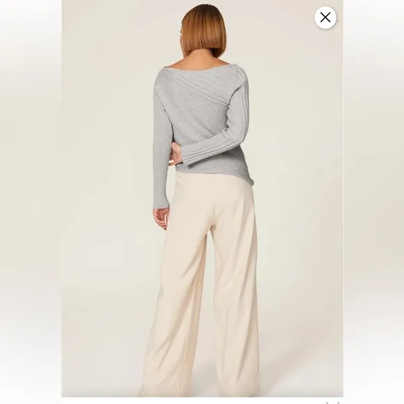 Molly Asymmetric Boat Neck Rib Sweater