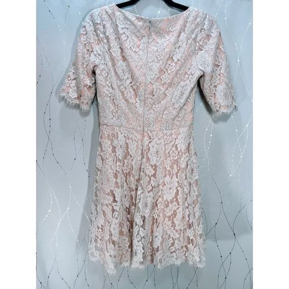 Monique Lhuillier Ivory Blushing Envy Lace Dress $495